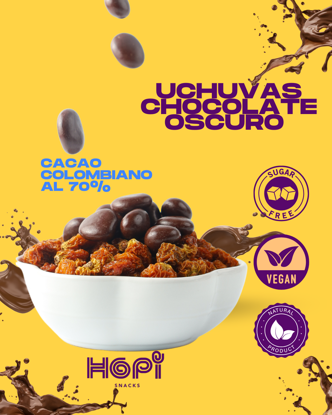 Uchuva de Chocolate Oscuro Sin Azúcar