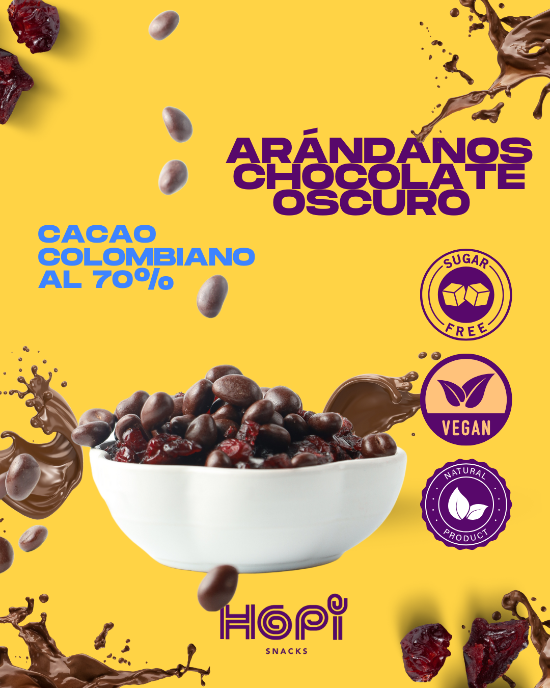 Arándanos de Chocolate Oscuro Sin Azúcar