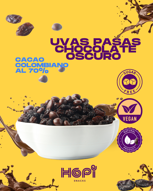 Uvas Pasas de Chocolate Oscuro sin Azúcar