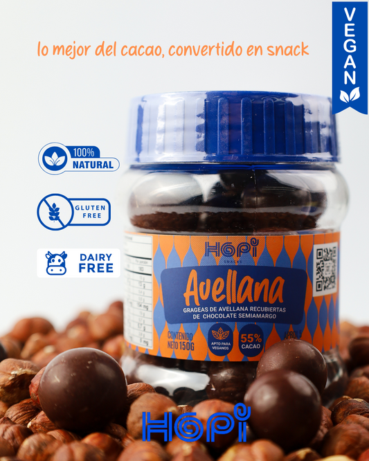 Avellana Recubierta Chocolate oscuro al 55% cacao
